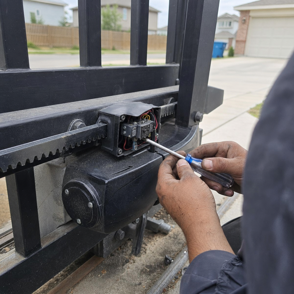 Gate motor and opener repair with screwdriver in Lackland Air Force Base, TX