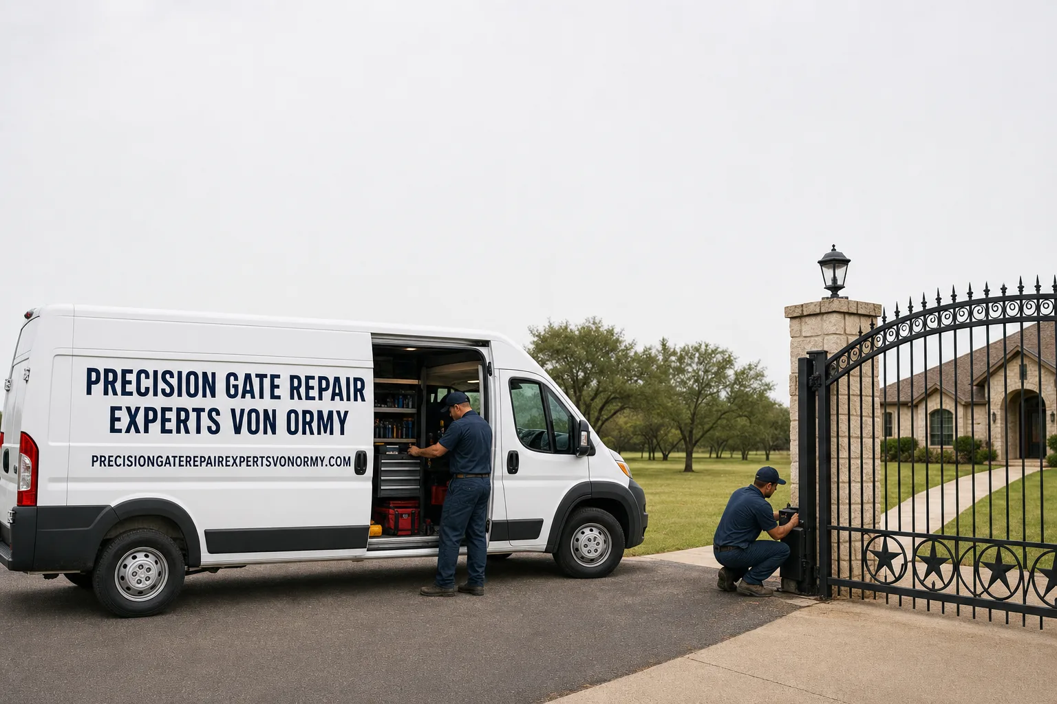 Precision Gate Repair Experts Von Ormy service vehicle and crew in Von Ormy, TX